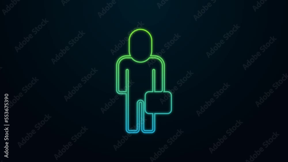 Glowing neon line Businessman icon isolated on black background. Business avatar symbol user profile icon. Male user sign. 4K Video motion graphic animation Glowing neon line Businessman icon isolated on black background. Business avatar symbol user profile icon. Male user sign. 4K Video motion graphic animation