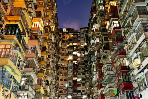 Low angle view of crowded residential building