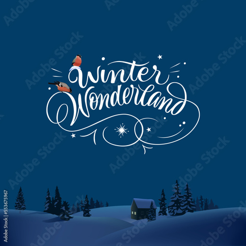 Winter Wonderland Creative Lettering. Christmas Card.