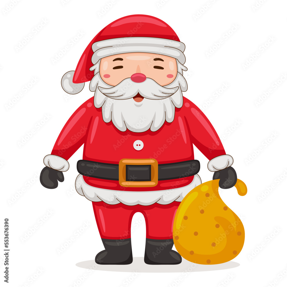 Cute Santa Claus deliver christmas gift in cartoon style illustration Cute Santa Claus deliver christmas gift in cartoon style illustration