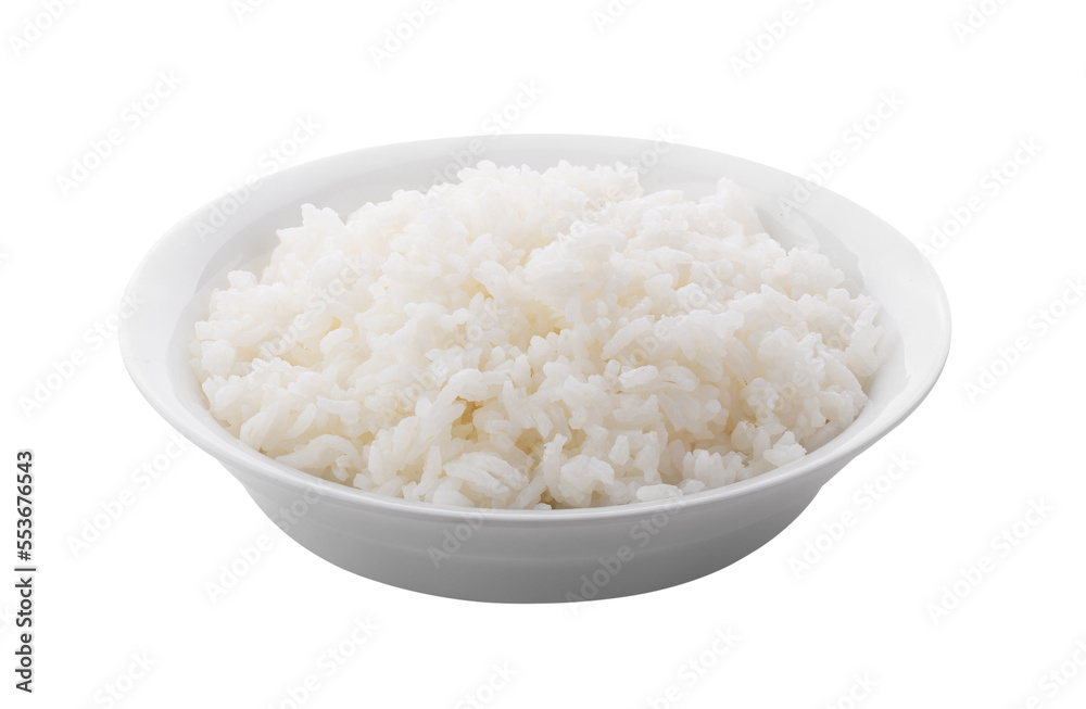 Cooked Jasmin Rice in white plate on transparent png Cooked Jasmin Rice in white plate on transparent png