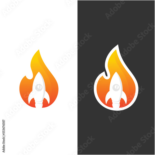 vector rocket logo in fire template