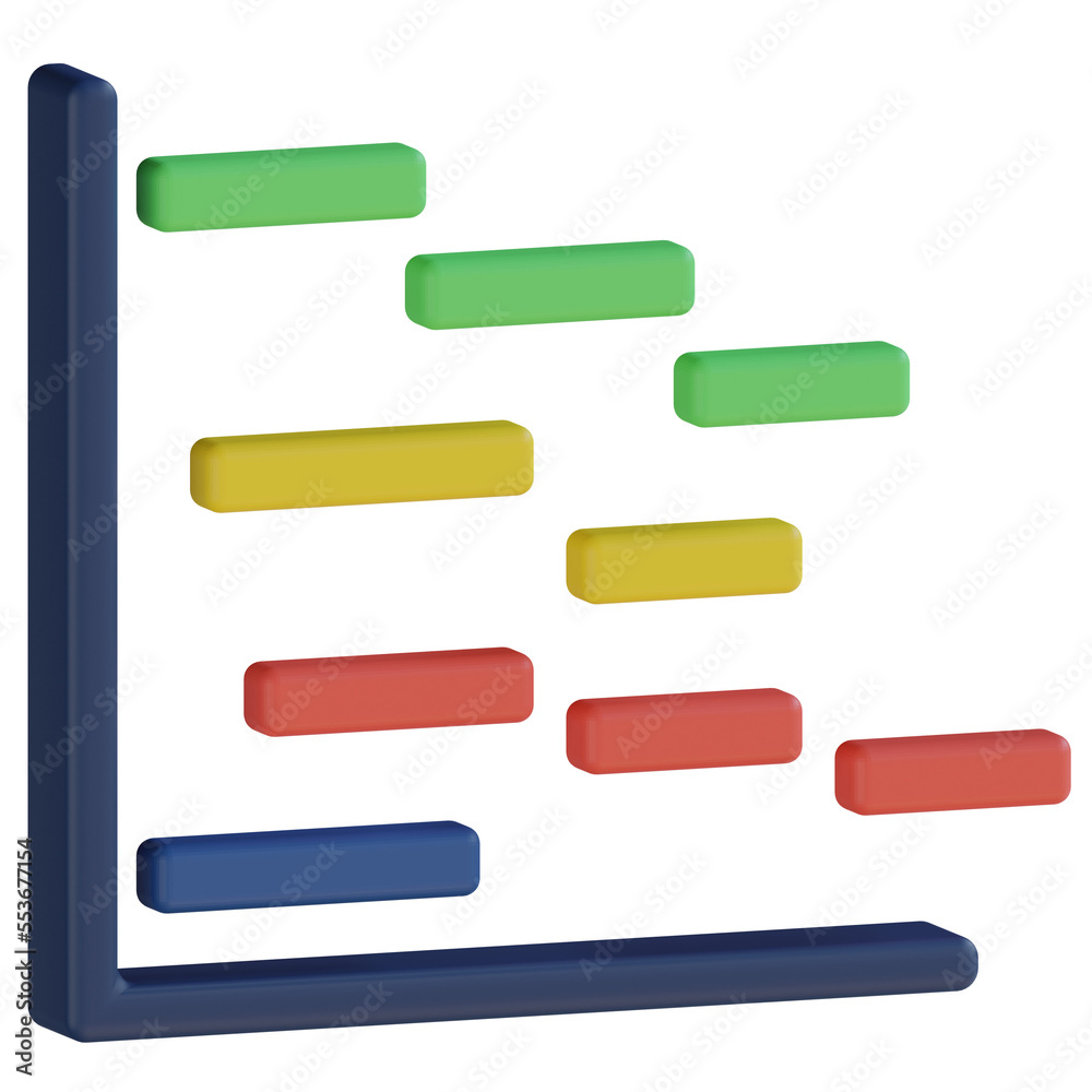 gantt chart 3d render icon with transparent background gantt chart 3d render icon with transparent background