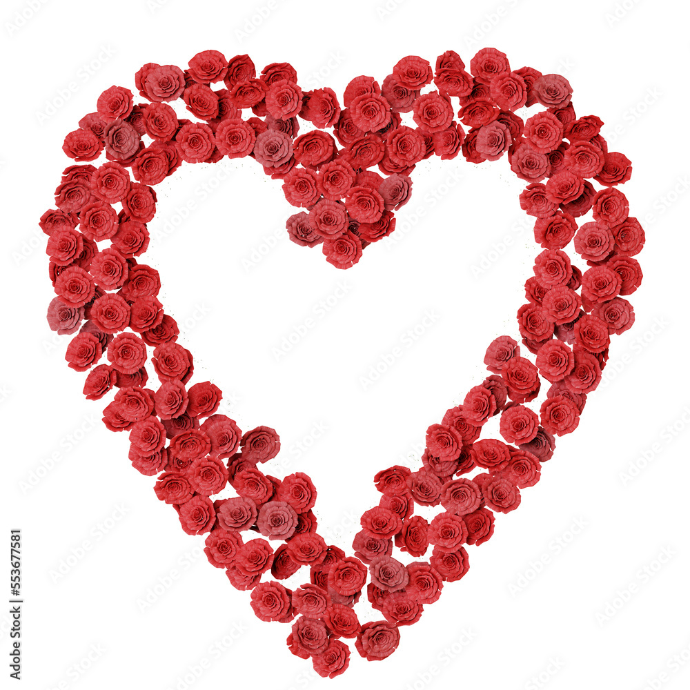 Beautiful Roses forming lovely heart shape on transparent background (3D Rendering RGBA PNG) Beautiful Roses forming lovely heart shape on transparent background (3D Rendering RGBA PNG)