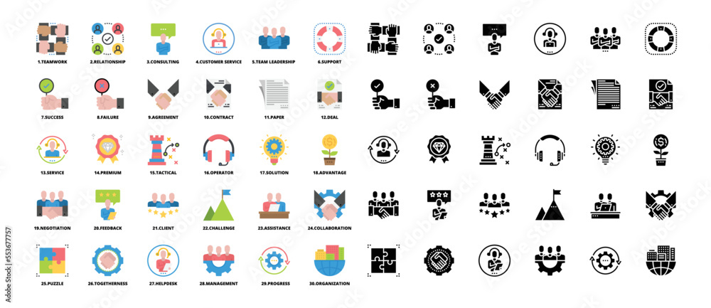 Fototapeta premium Business Icons Vector Illustration, Solution, service, team ,leadership