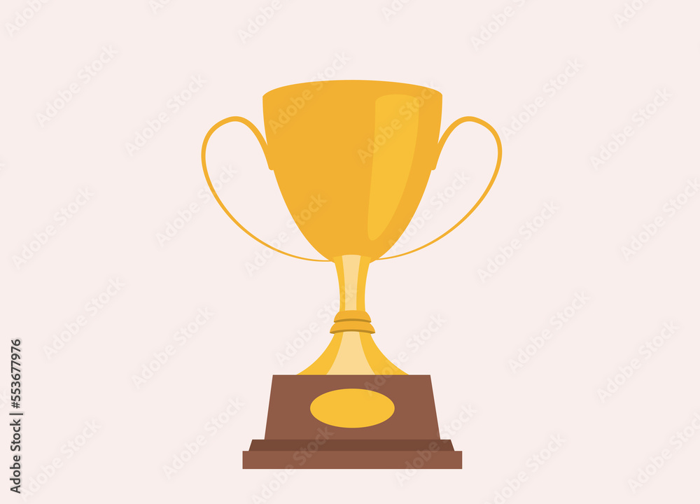 Front View Of Golden Trophy Cup. Front View Of Golden Trophy Cup.