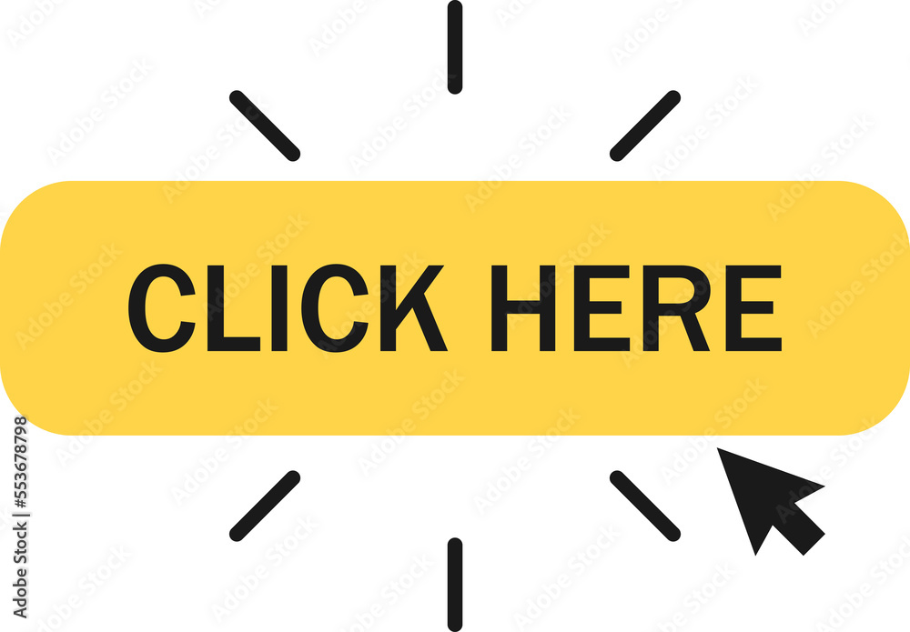 Click here button with cursor pointer clicking. Click here button with cursor pointer clicking.