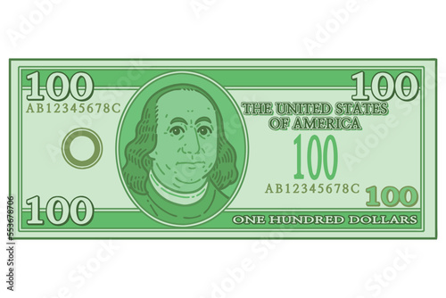 US 100 Dollar bill. Vector illustration.