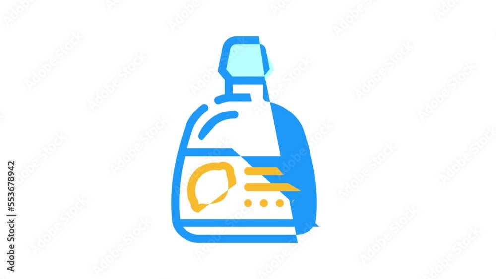 abstract bottle lemon color icon animation