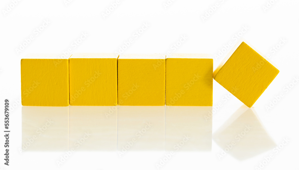 A row of building blocks on white background A row of building blocks on white background