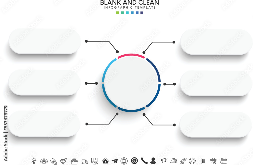 Blank and clean. Steps business data visualization timeline process infographic template design - obrazy, fototapety, plakaty 