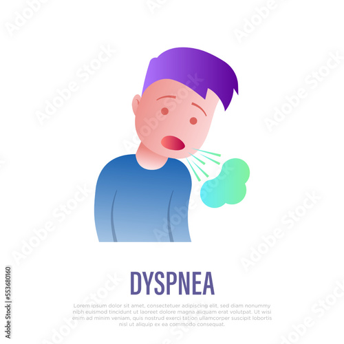 Dyspnea, asthma, coughing thin line icon. Difficulty to breath. Vector illustation.