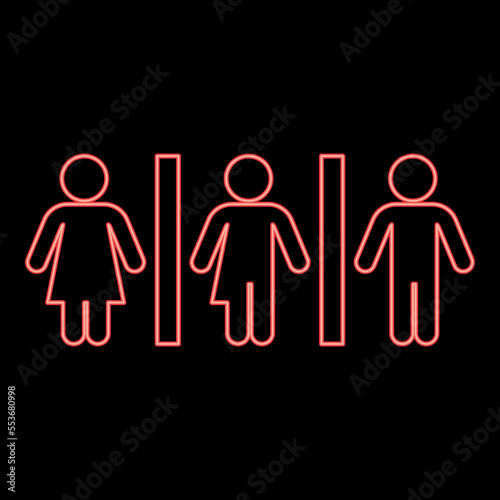 Neon woman bisexual transvestite gay man loyalty concept red color vector illustration image flat style