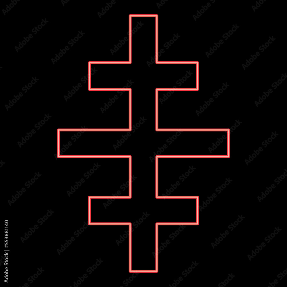 Neon cross papal roman church red color vector illustration image flat style