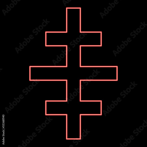 Neon cross papal roman church red color vector illustration image flat style photo