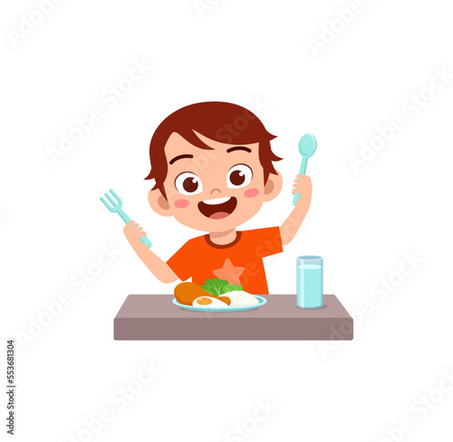 little kid do breakfast with healthy food