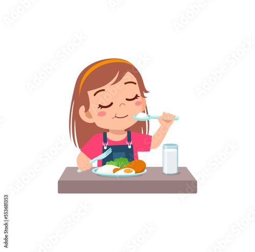 little kid do breakfast with healthy food