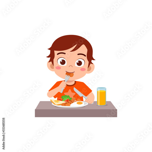 little kid do breakfast with healthy food