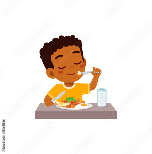 little kid do breakfast with healthy food