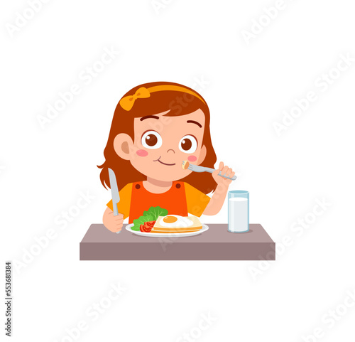 little kid do breakfast with healthy food