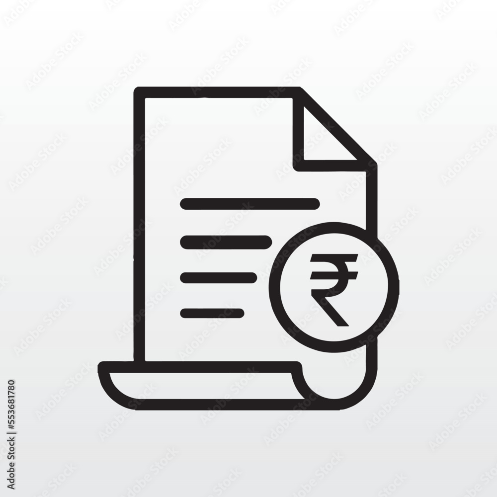Invoice Rupee line icon. Payment and bill invoice. Order Rupee symbol concept. Tax sign design. Paper bank document Rupee icon. Vector invoice Rupee icon Invoice Rupee line icon. Payment and bill invoice. Order Rupee symbol concept. Tax sign design. Paper bank document Rupee icon. Vector invoice Rupee icon