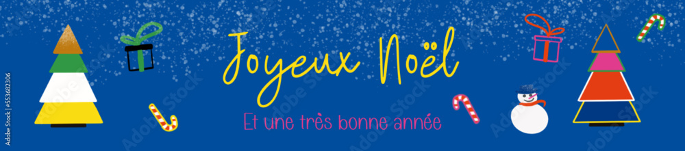 bannière de fête de fin d'année colorée et festive pour YouTube, Facebook, Instagram. Joyeux noël et bonne année