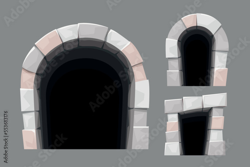 different shapes front tunnel entrance in set