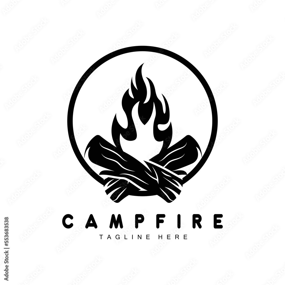 Campfire Logo Design, Camping Vector, Wood Fire And Forest Design Campfire Logo Design, Camping Vector, Wood Fire And Forest Design