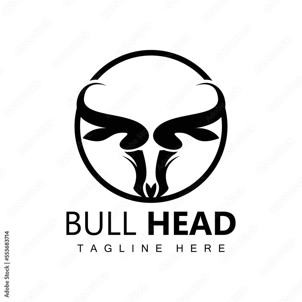 Bull Head Logo, Farm Animal Vector, Livestock Illustration, Company Brand Icon