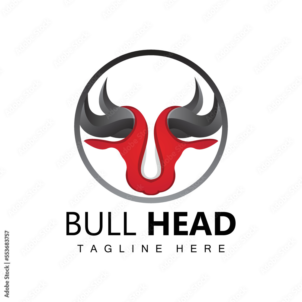 Obraz premium Bull Head Logo, Farm Animal Vector, Livestock Illustration, Company Brand Icon