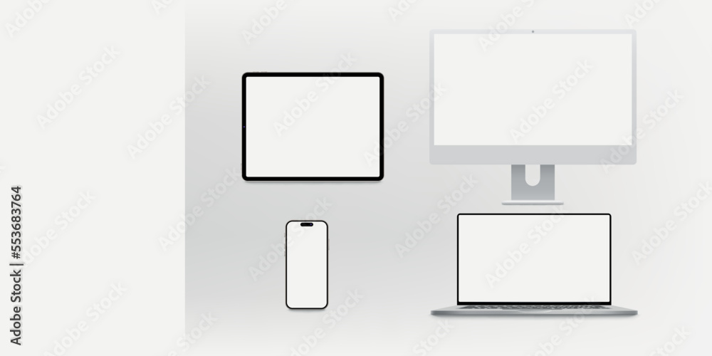 set of modern realistic gadgets front view set of modern realistic gadgets front view
