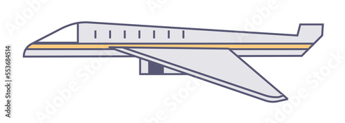 Plane traveling or delivering cargo, logistics services vector