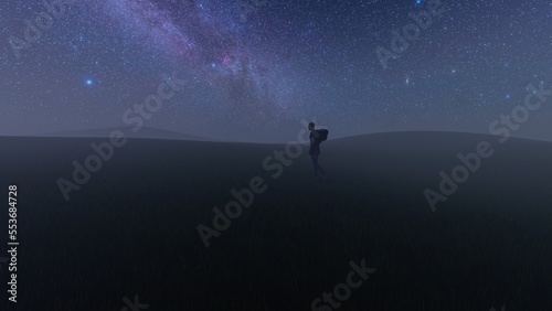 silhouette of a person in the fog 3d render
