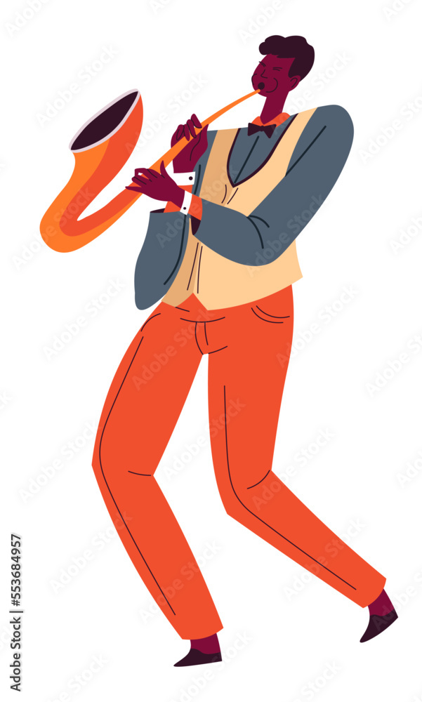 Saxophone player, jazz or blues music performance vector Saxophone player, jazz or blues music performance vector