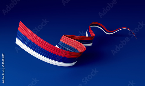 Foto Serbian flag wavy abstract ribbon background. 3d illustration.