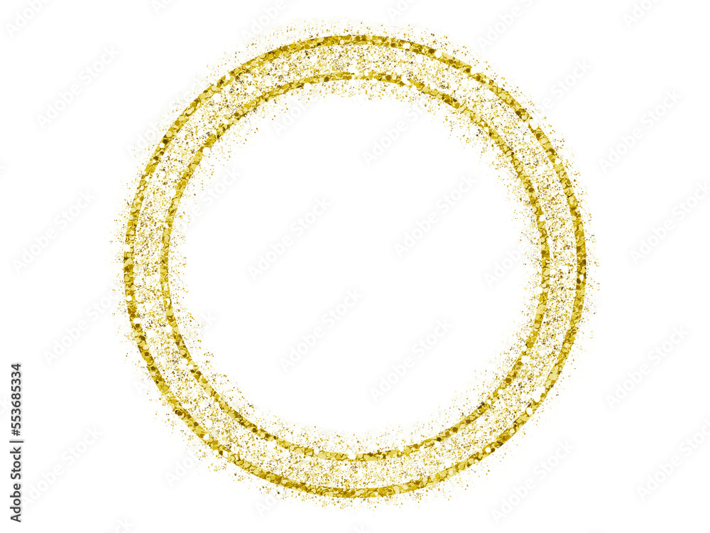 Luxury minimal gold circle with two frames and glitter spray between them, copy space illustration, isolated object without background Luxury minimal gold circle with two frames and glitter spray between them, copy space illustration, isolated object without background