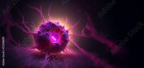 Tumor microenvironment concept with cancer cells, T-Cells, nanoparticles, cancer associated fibroblast layer of tumor microenvironment normal cells, molecules, and blood vessels 3d rendering