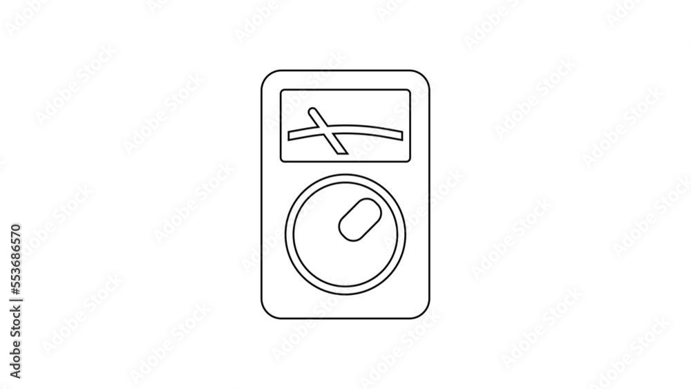 Black line Ampere meter, multimeter, voltmeter icon isolated on white background. Instruments for measurement of electric current. 4K Video motion graphic animation Black line Ampere meter, multimeter, voltmeter icon isolated on white background. Instruments for measurement of electric current. 4K Video motion graphic animation