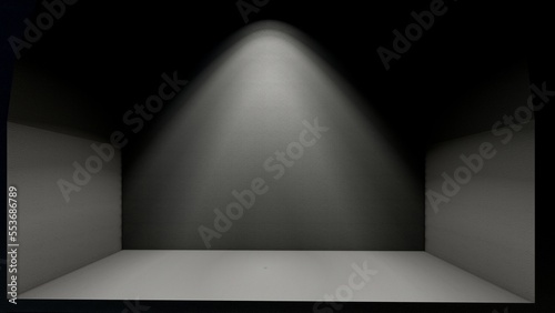 Blank display on background with minimal style and spot light. Blank stand for showing product. 3D rendering.