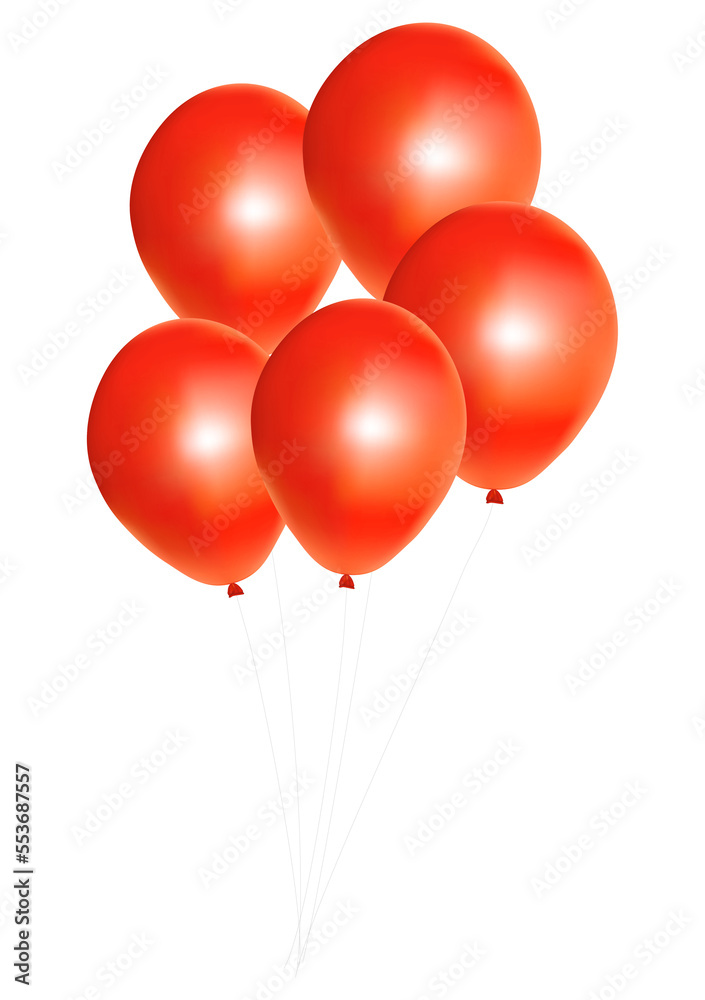 PNG. Orange Balloons Bunch on transparent background.