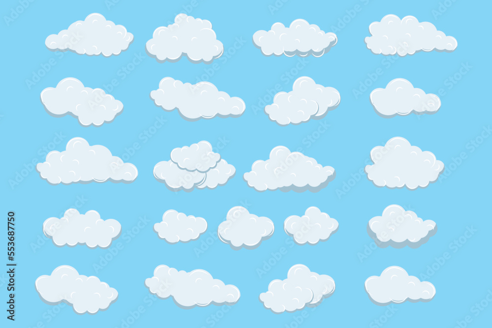 cute cloud shape illustration set