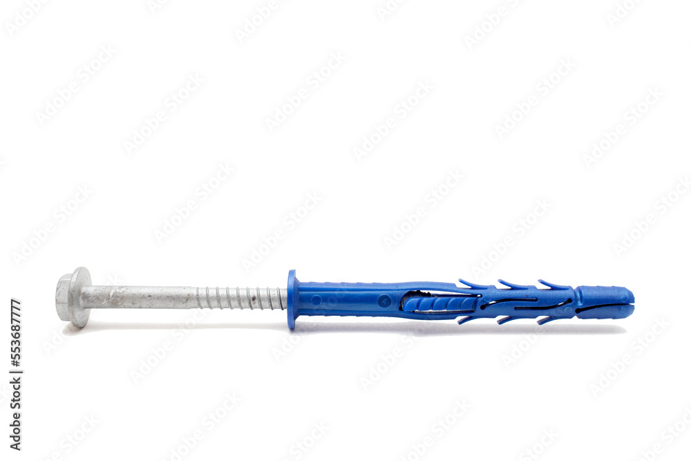 Big dowel with screw isolated on white background Big dowel with screw isolated on white background