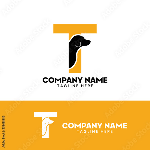 Letter T Dog Logo Design Template Inspiration, Dog Vector, Initial Logo