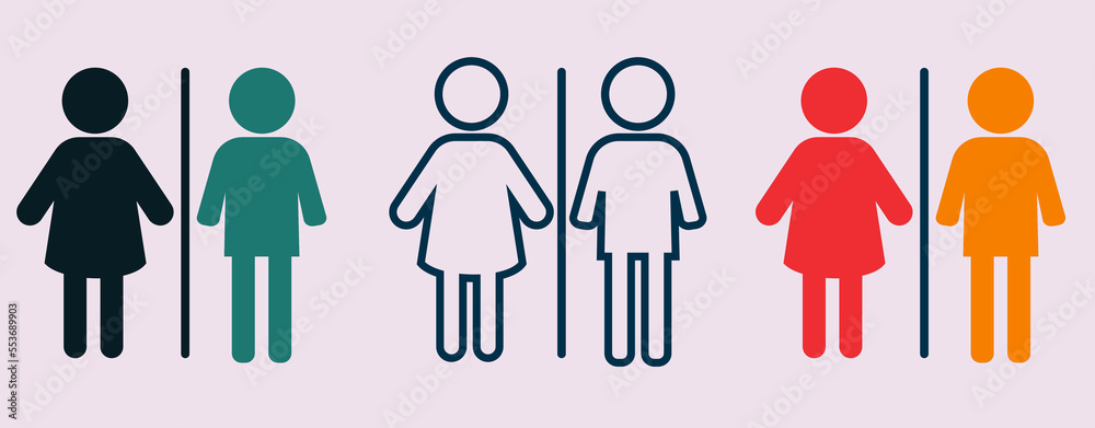 Obraz na płótnie Toilet line icon set. WC sign. Men, women, mother with ...