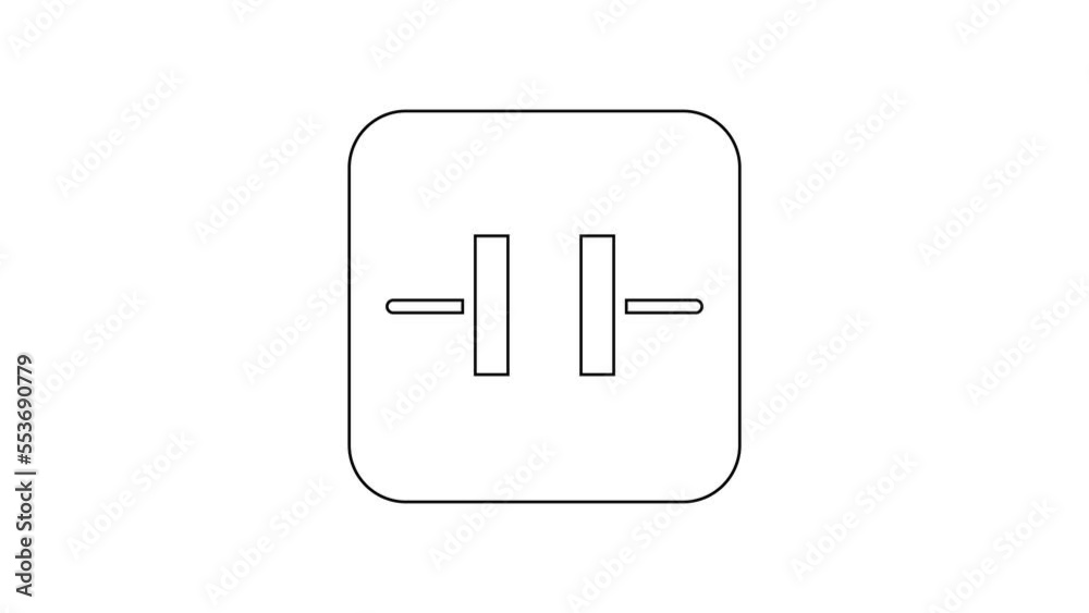 Black line Electrolytic capacitor icon isolated on white background. 4K Video motion graphic animation Black line Electrolytic capacitor icon isolated on white background. 4K Video motion graphic animation