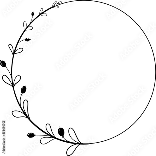 Wallpaper Mural Linear floral wreath. Hand drawn illustration. This art is perfect for invitation cards, spring and summer decor, greeting cards, posters, scrapbooking, print, etc. Torontodigital.ca