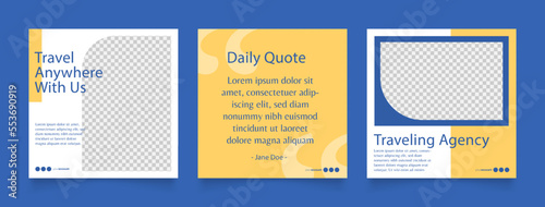 social media template banner travel and vacation service promotion. fully editable instagram and facebook square post frame puzzle organic sale poster