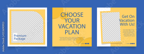 social media template banner travel and vacation service promotion. fully editable instagram and facebook square post frame puzzle organic sale poster