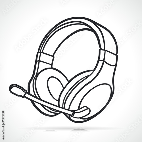 headphones black and white illustration