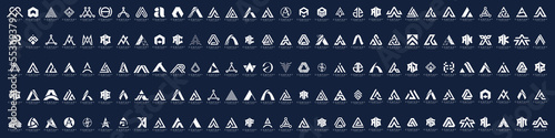 Mega logo collection, Abstract letter A logo design. icons for business of luxury, elegant, simple.
